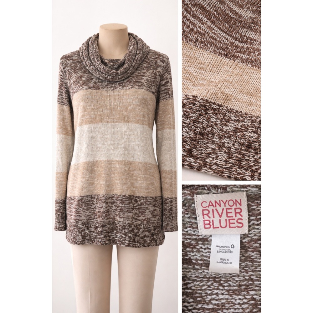 Canyon River Blues Knit Sweater Tunic Large Brown Neutral Cozy Momcore Laid-back